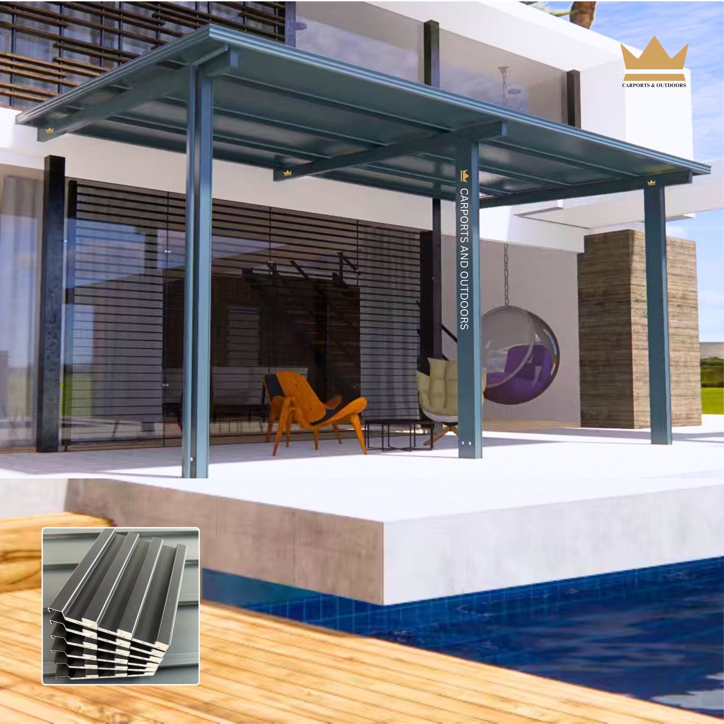 Aluminium Patio Cover and Pergola with Aluminium Insulated Roof Panels 3.0m x 5.0m in Australia