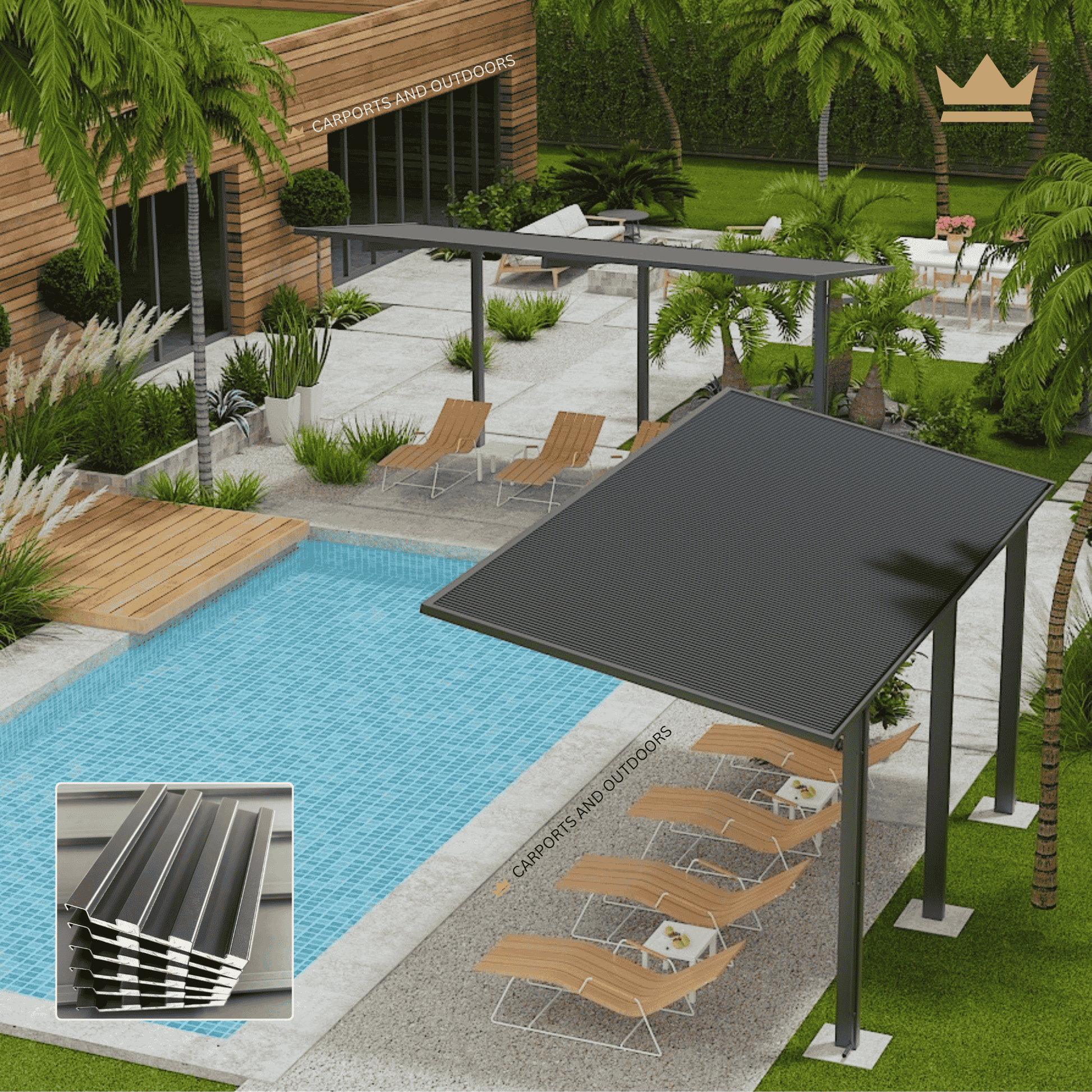 Insulated Carports & Pergolas - GREY - Carports and Outdoors Aus