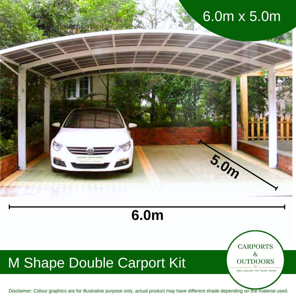 M Shape Double Carport Kit - WHITE - Carports and Outdoors Aus