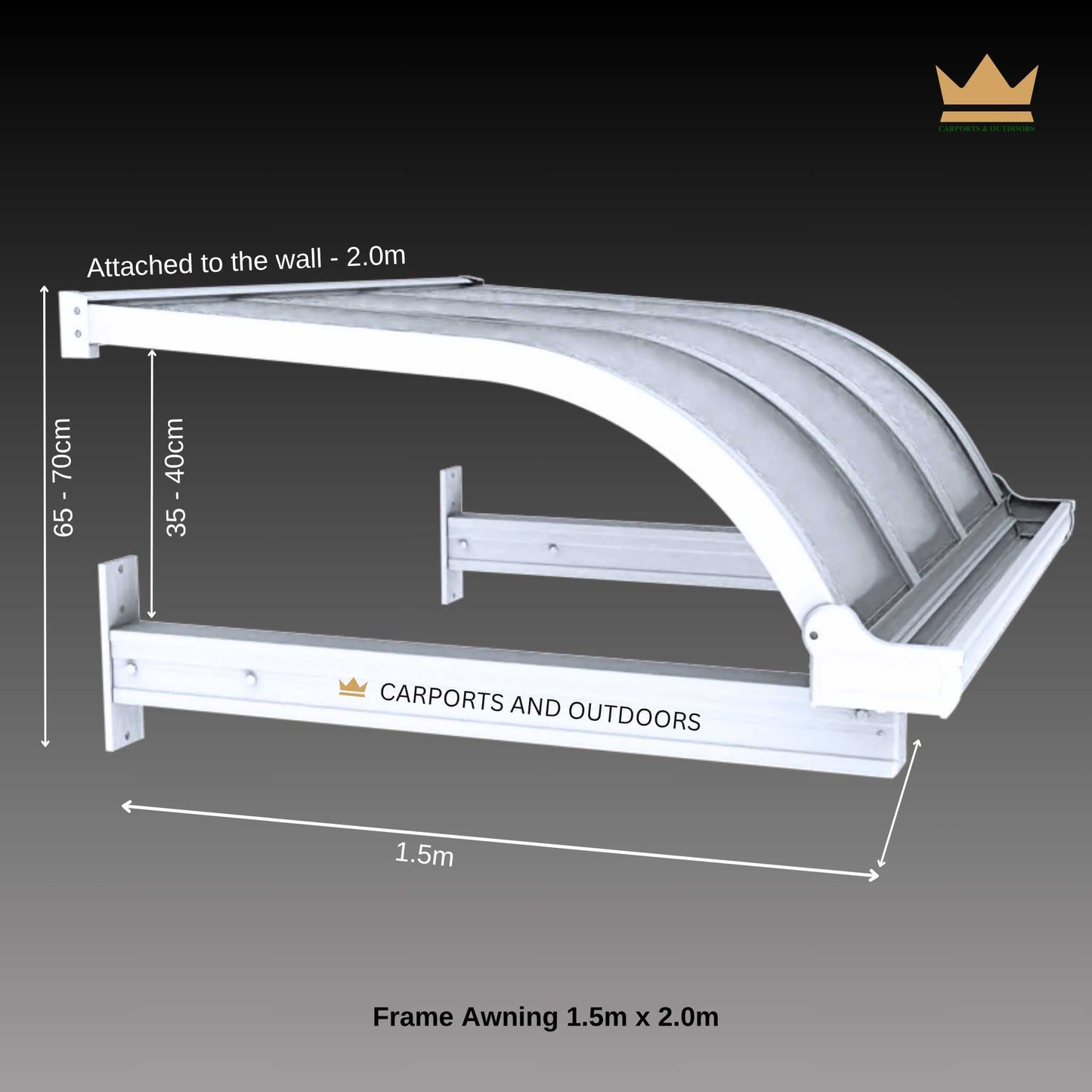 Aluminium Frame Window Awning 1.5m x 2.0m White