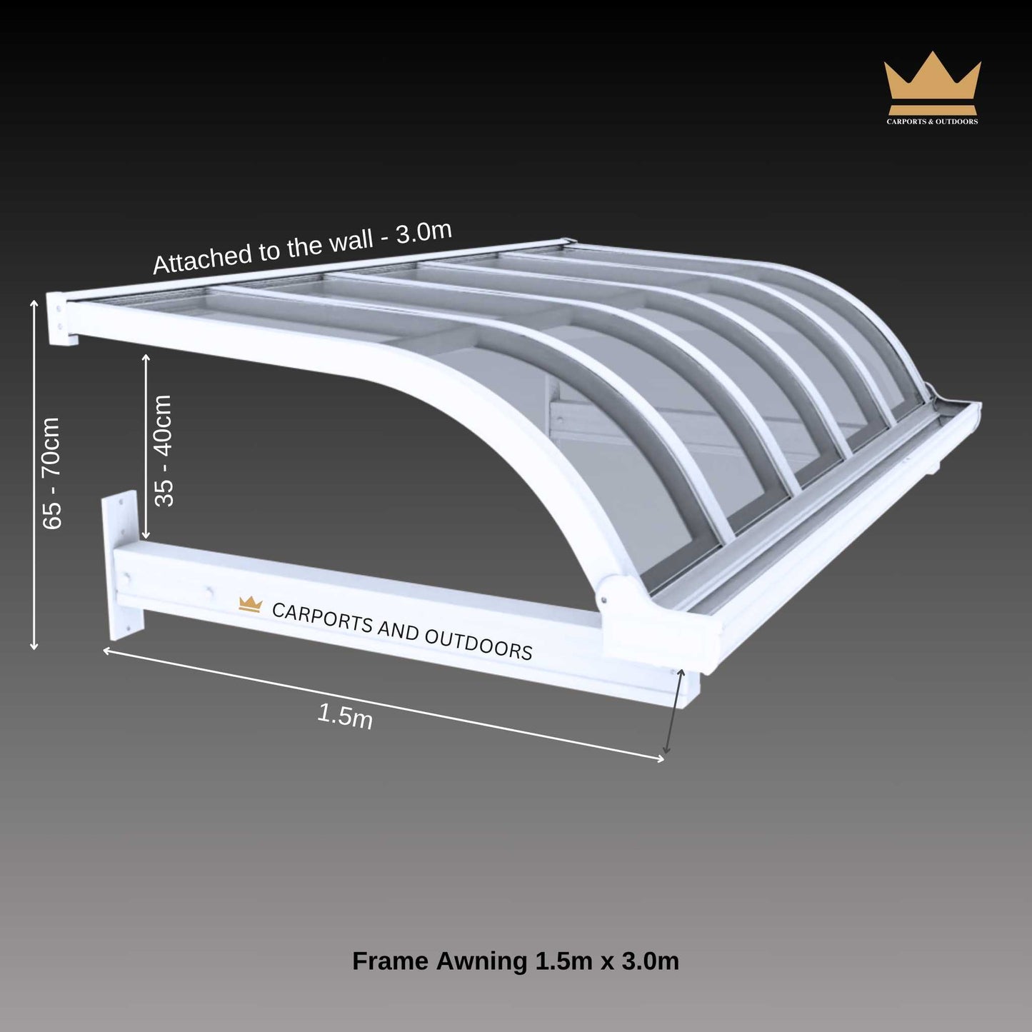 Aluminium Frame Window Awning 1.5m x 3.0m White