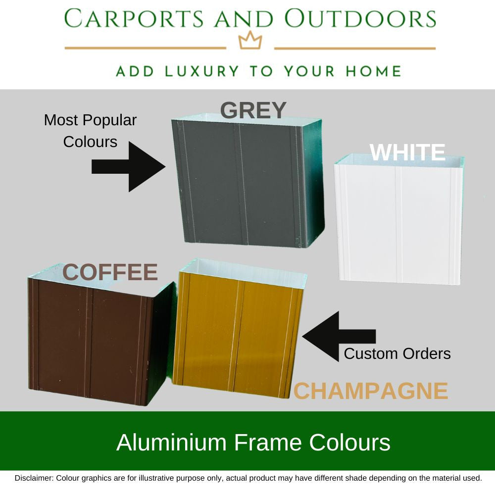 Aluminium Frame Awning Frame Colours - GREY - Carports and Outdoors Gold Coast