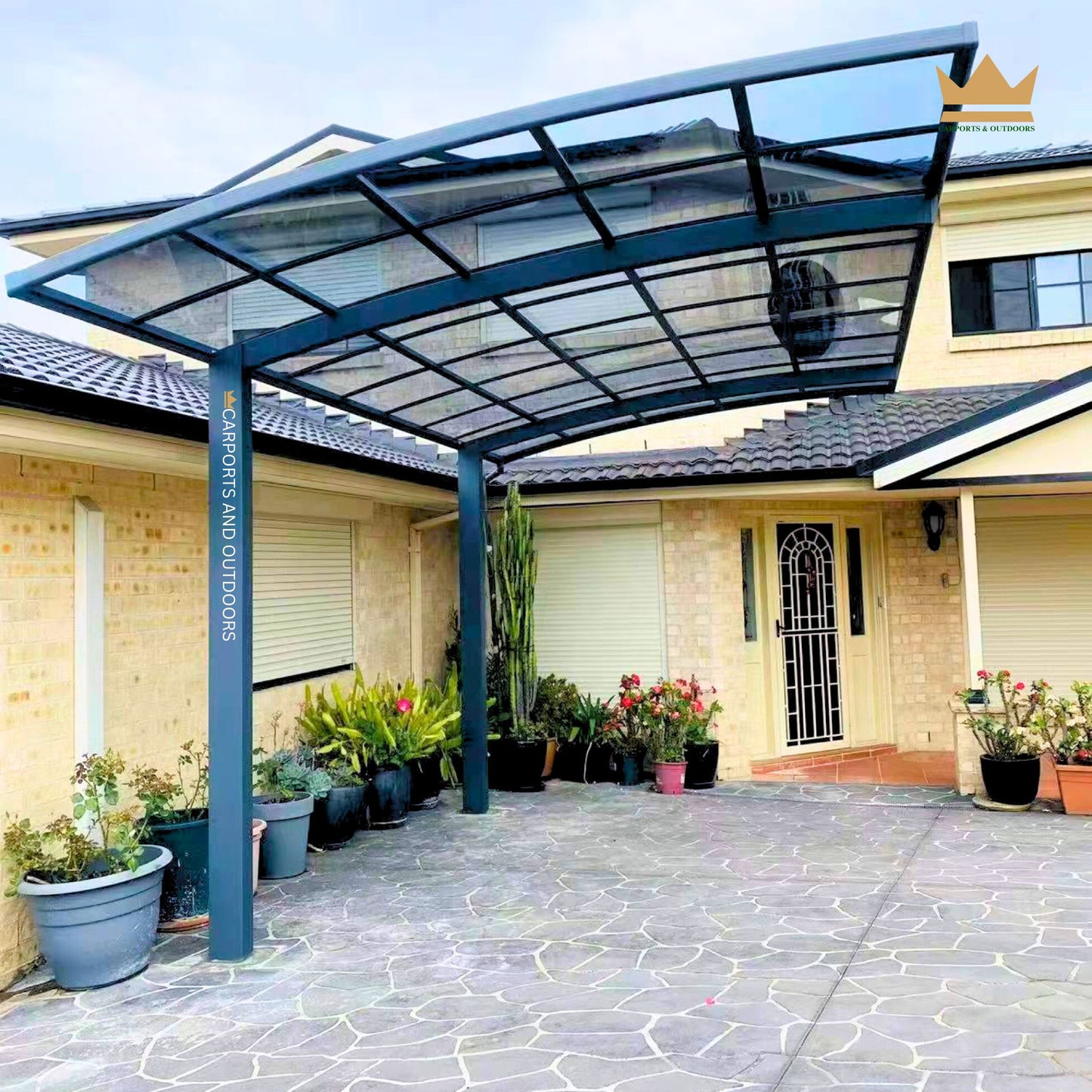 Y Shape Double Carport Kit - GREY - Carports and Outdoors Aus