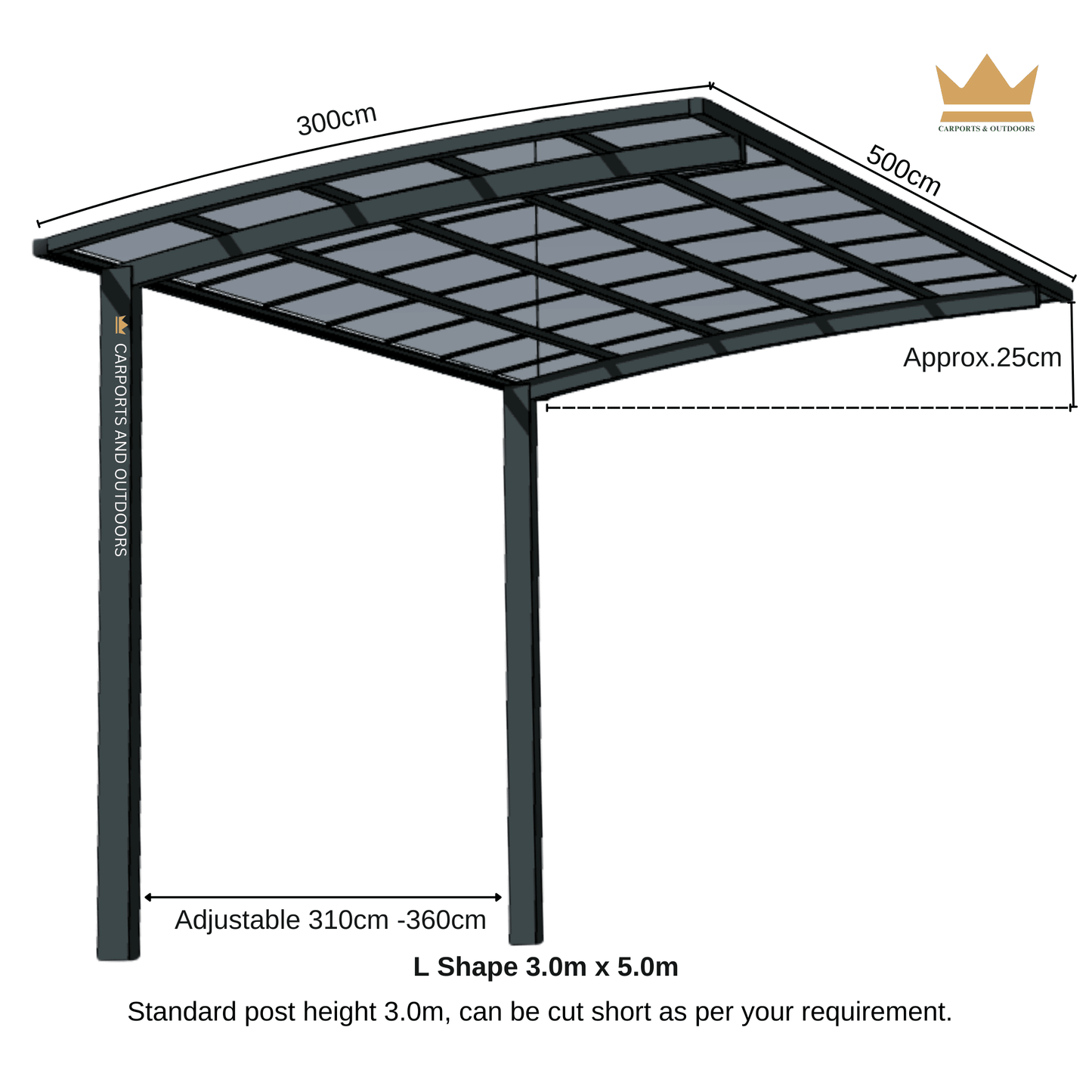 L Shape Cantilever Carport Kit - WHITE - Carports and Outdoors Aus