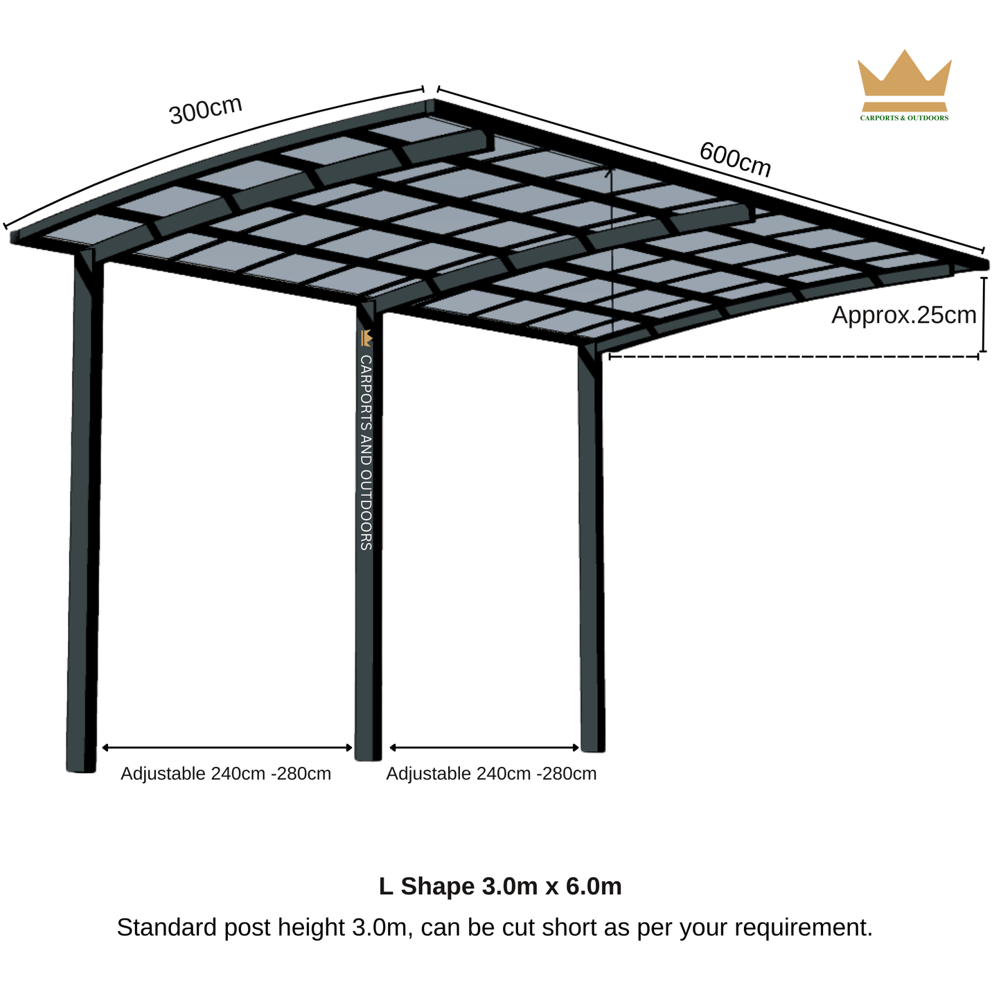 L Shape Cantilever Carport Kit - WHITE - Carports and Outdoors Aus