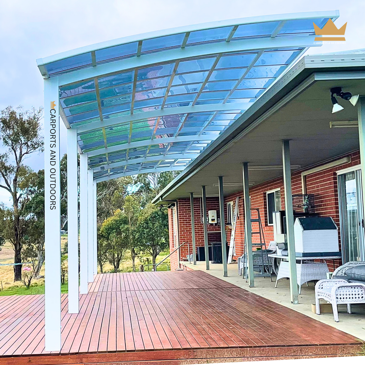 L Shape Cantilever Carport Kit - WHITE