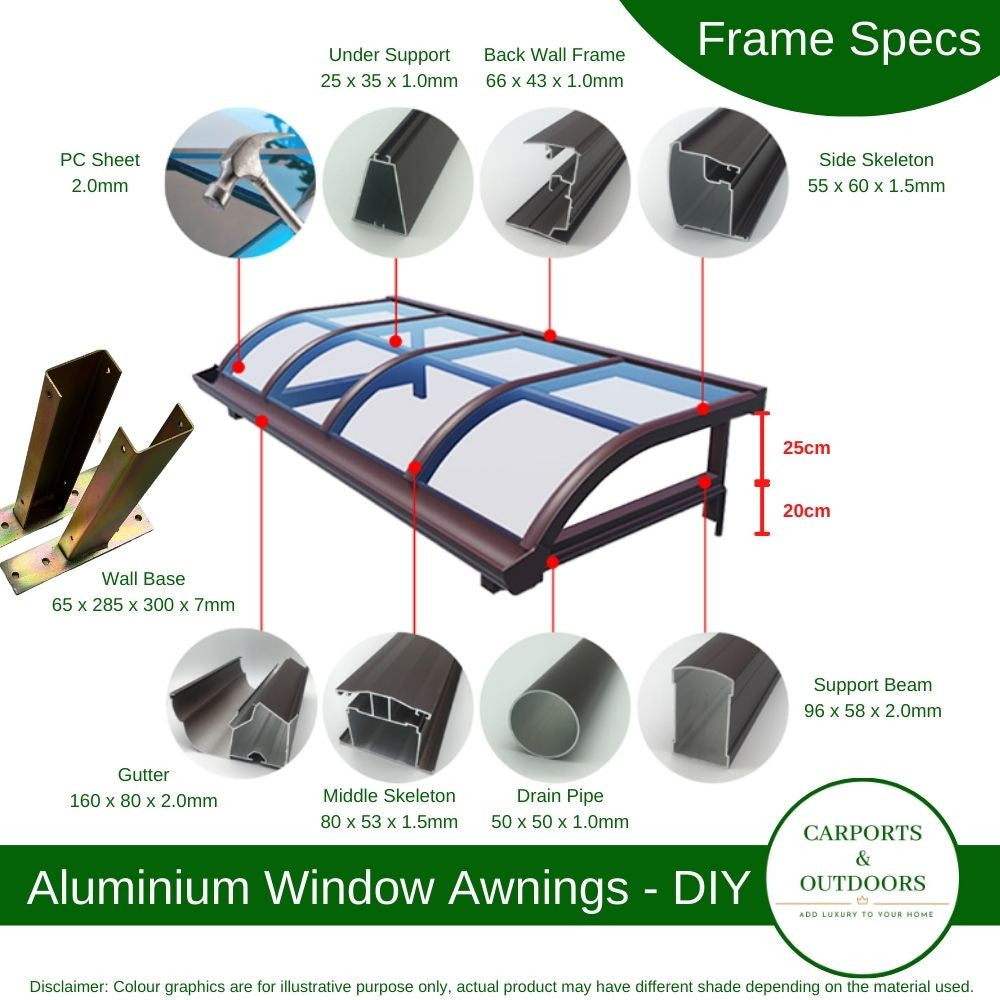 Aluminium Frame Awning - GREY - Carports and Outdoors Aus