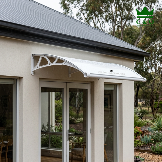 Aluminium Bracket Awning with Aluminium Composite Panel in White Colour