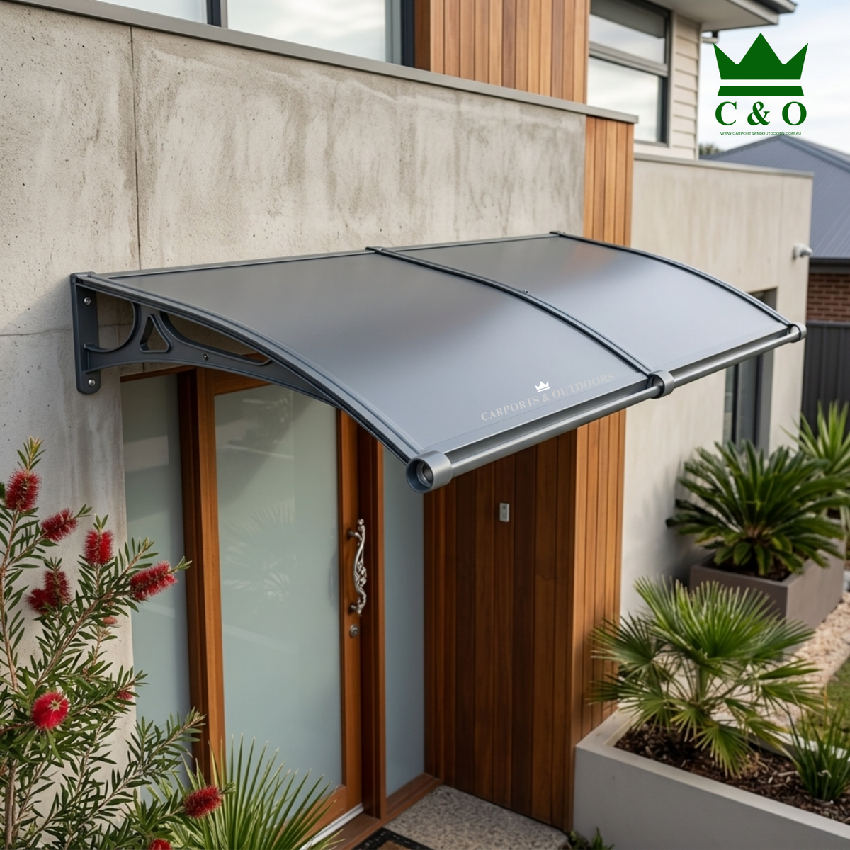 Aluminium Bracket Awning with Aluminium Composite Panel in Grey Colour 1.2m x 2.0m in Melbourne