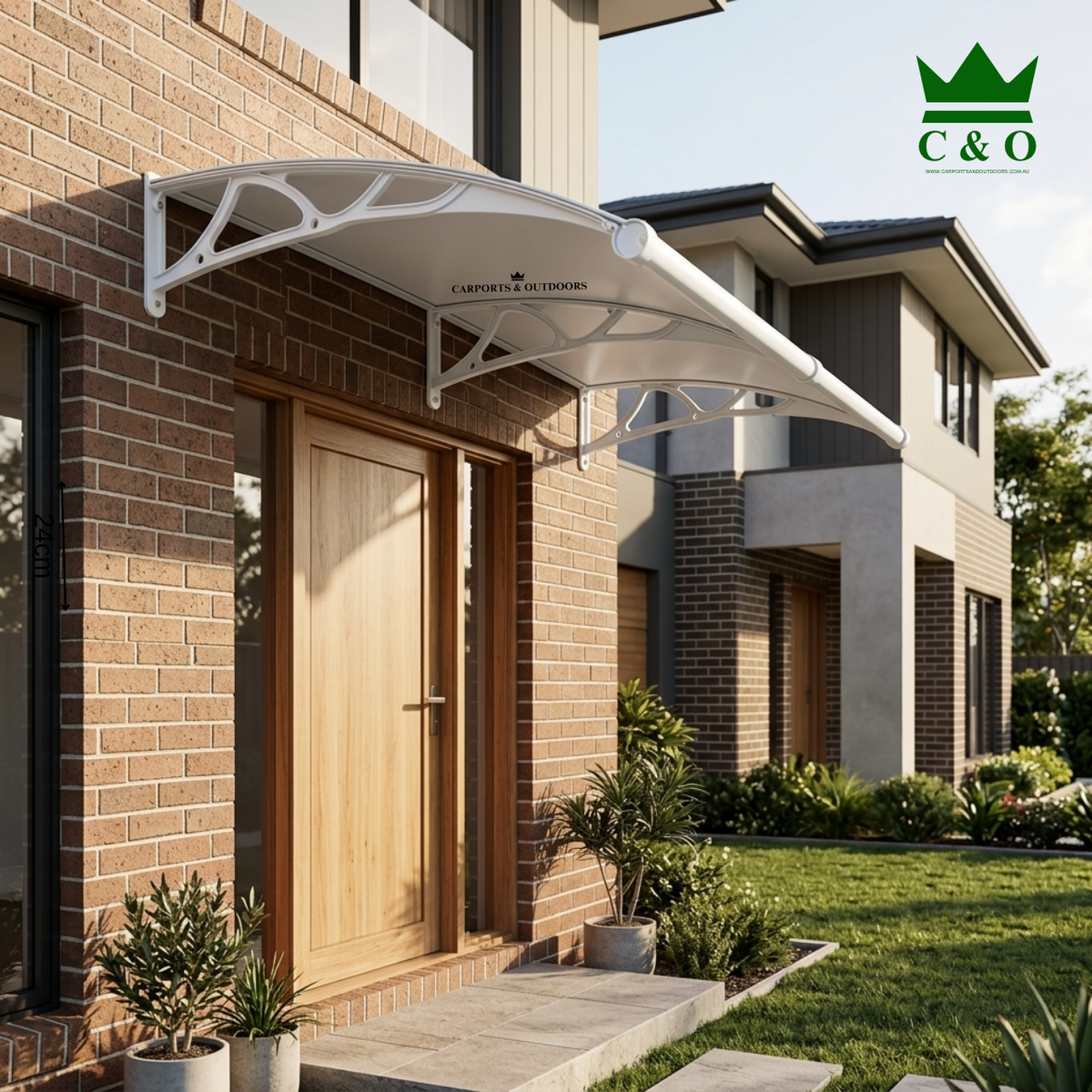 Aluminium Bracket Awning with Aluminium Composite Panel in White Colour 1x2m