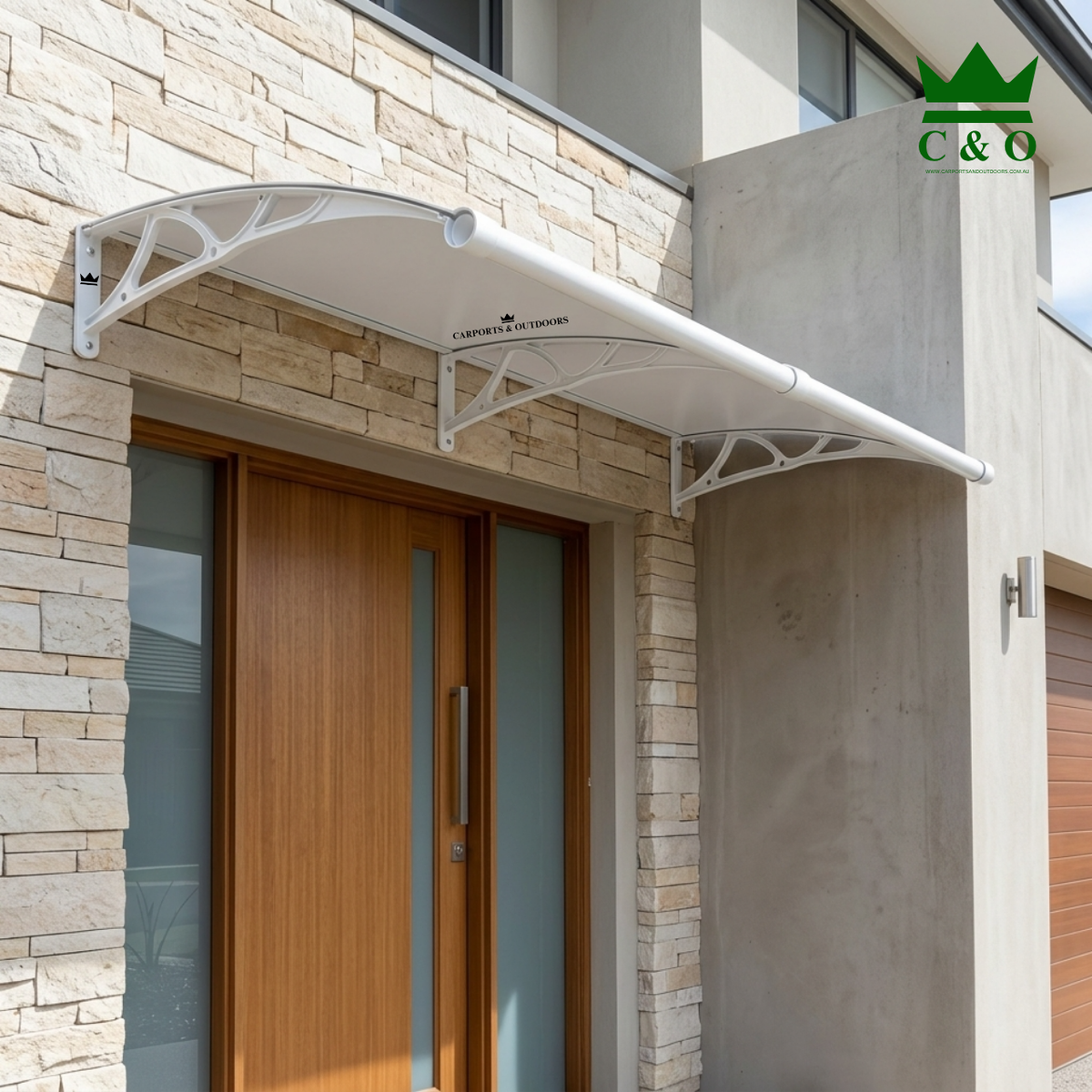 Aluminium Bracket Awning with Aluminium Composite Panel in White Colour 1.0m x 2.0m
