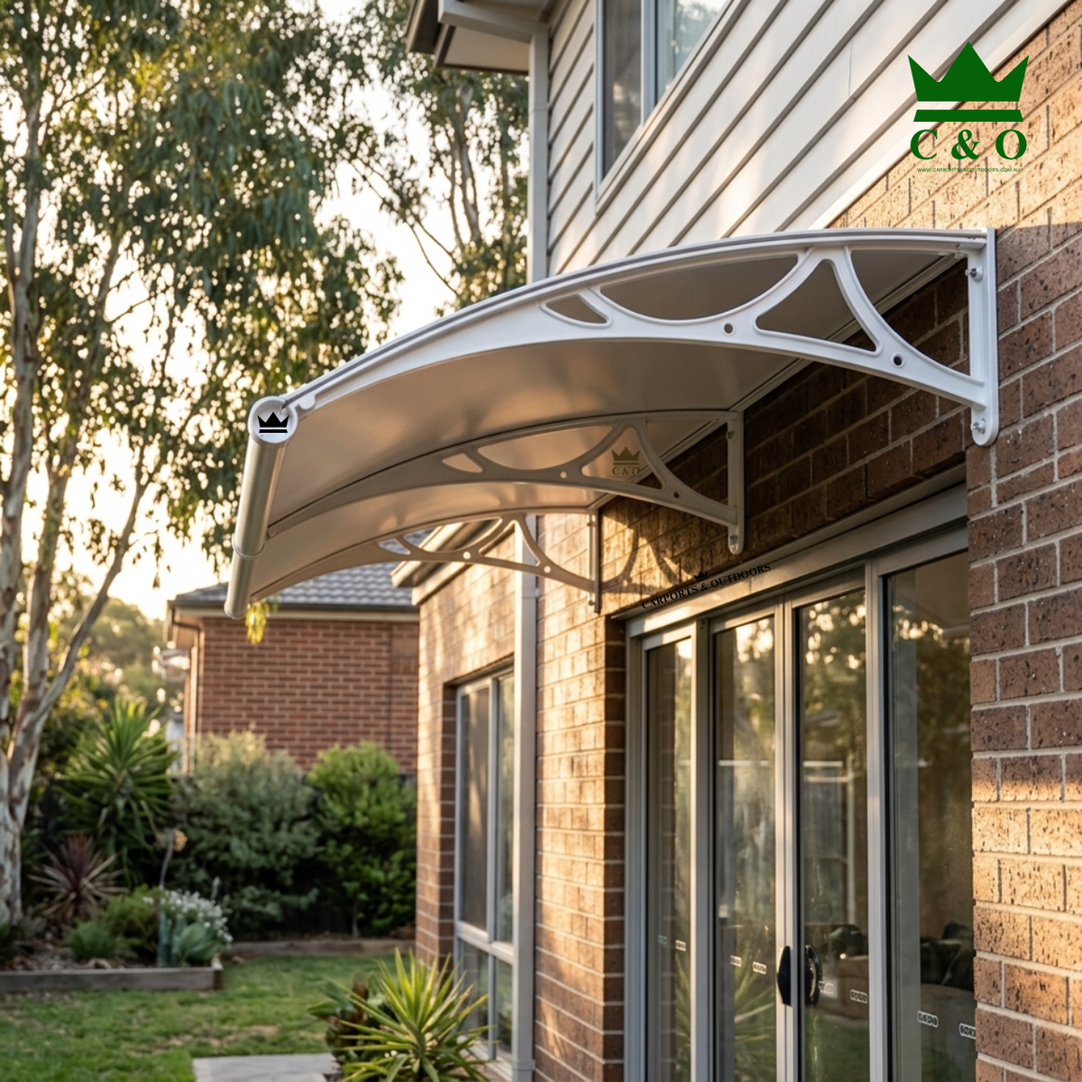 Aluminium Bracket Awning with Aluminium Composite Panel in White Colour 2.0m
