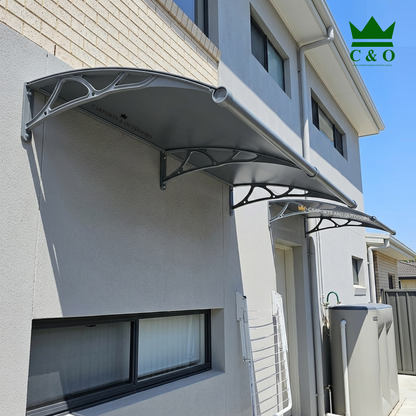 Aluminium Bracket Awning with Aluminium Composite Panel in Grey Colour 1.0m x 3.0m