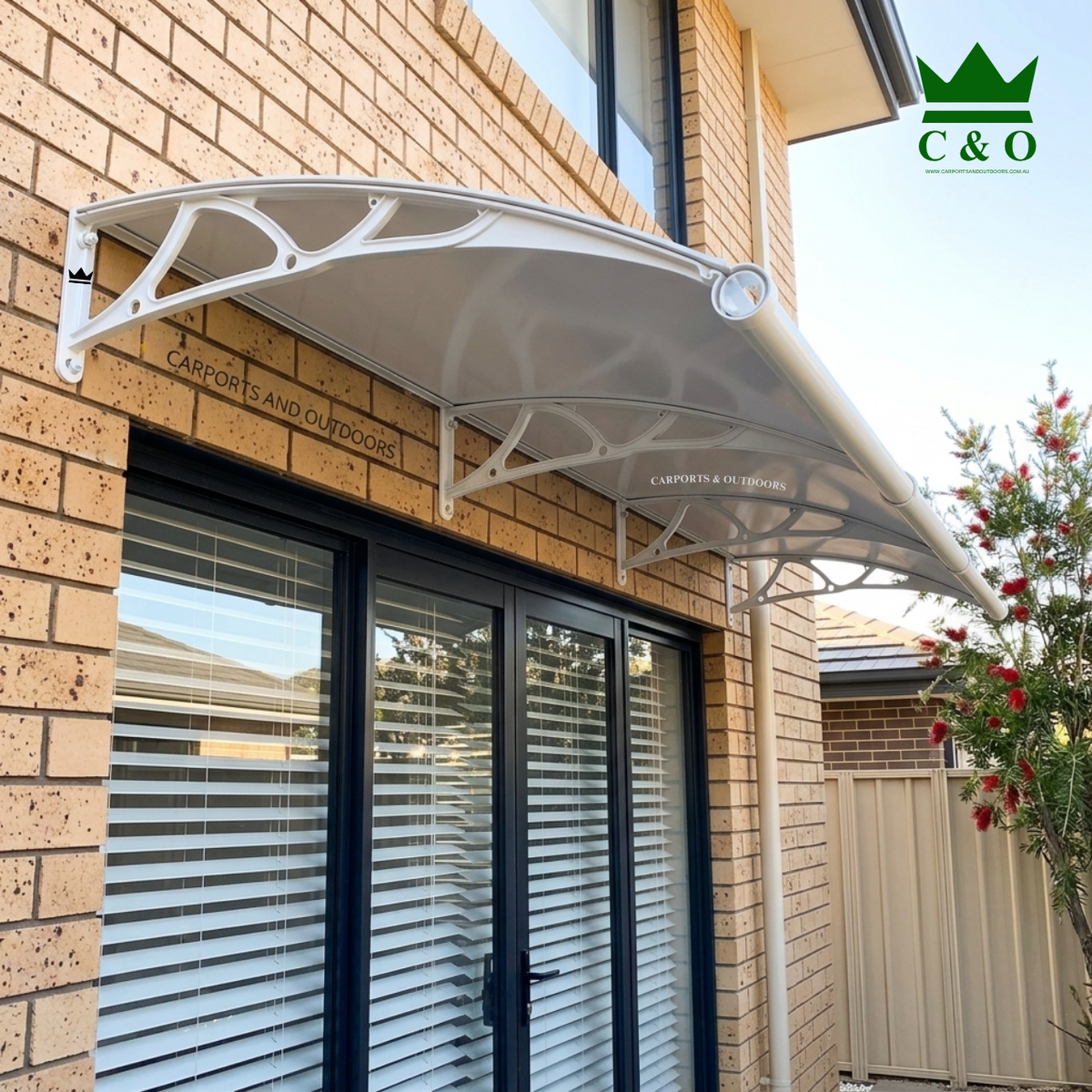 Aluminium Bracket Awning with Aluminium Composite Panel in White Colour 1x3m