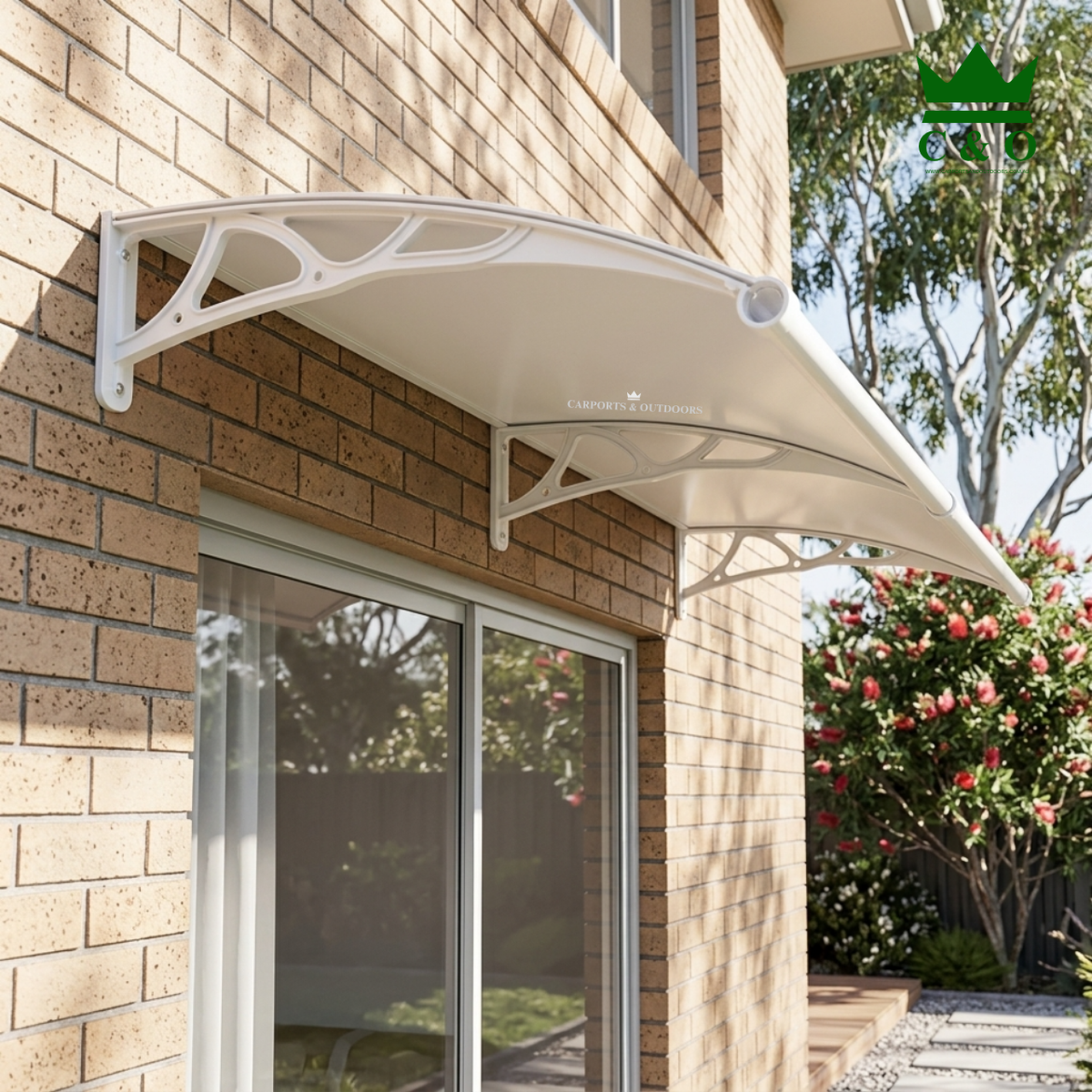 Aluminium Bracket Awning with Aluminium Composite Panel in White Colour 1.2m x 2.0m
