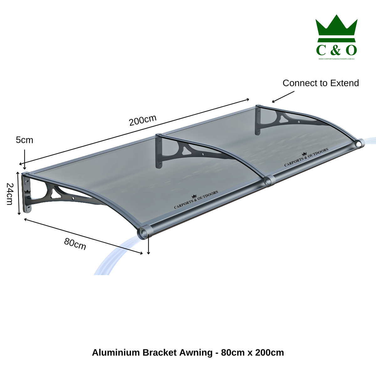 Aluminium Bracket Awning - GREY