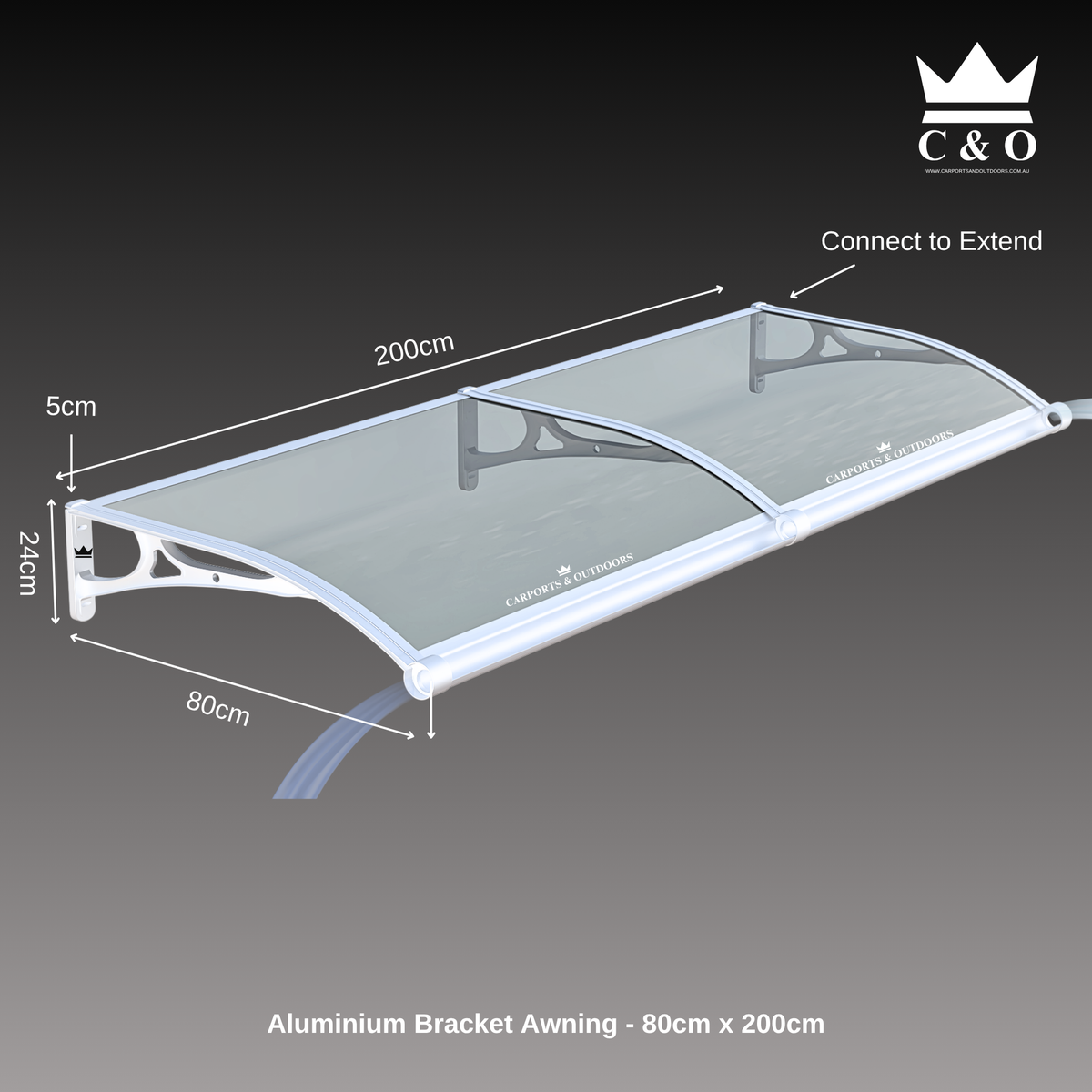 Aluminium Bracket Awning - WHITE