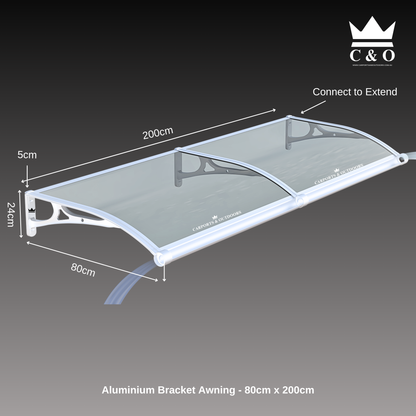 Aluminium Bracket Awning - WHITE