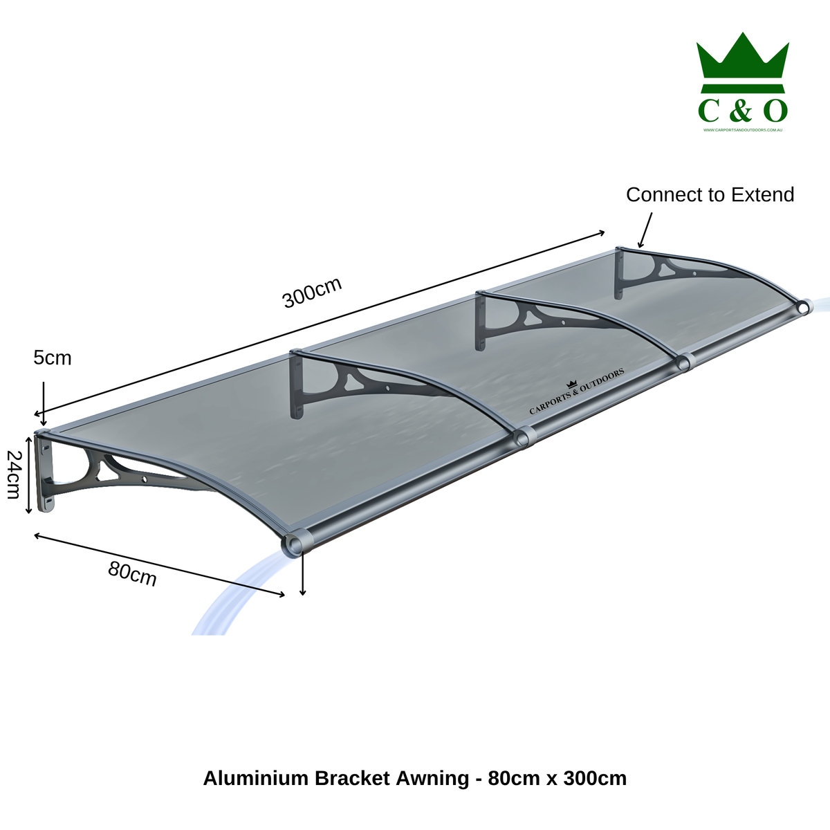 Aluminium Bracket Awning - GREY