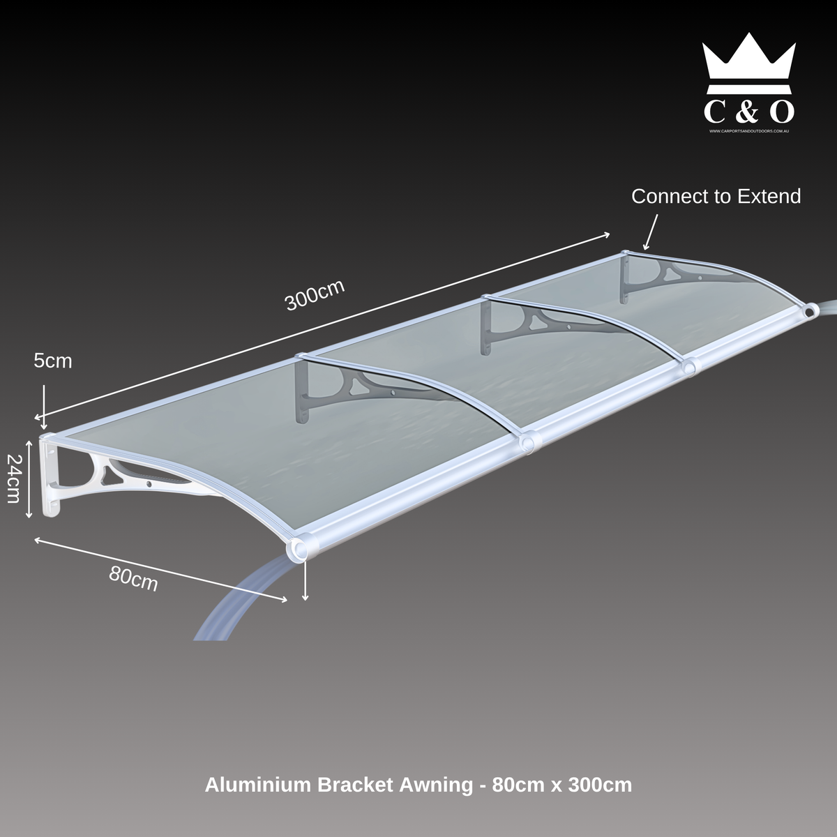 Aluminium Bracket Awning - WHITE