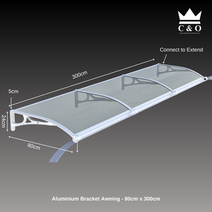 Aluminium Bracket Awning - WHITE