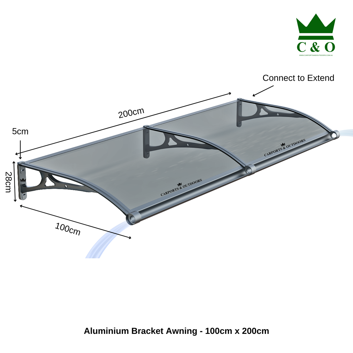Aluminium Window Awning in Australia 100cm x 200cm Kit