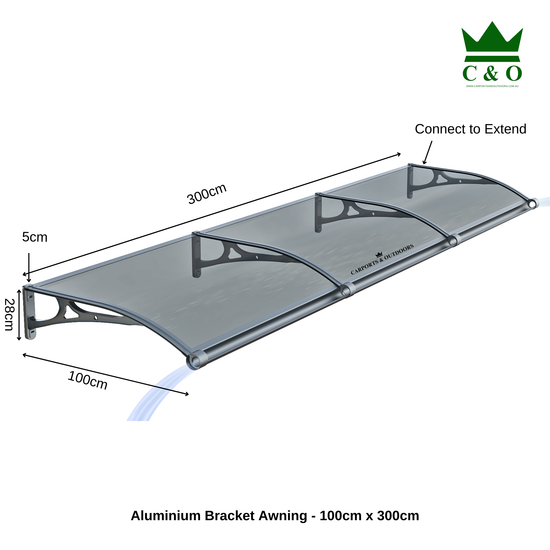 Aluminium Window Awning in Australia 100cm x 300cm Kit