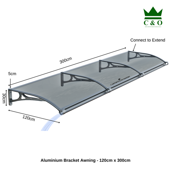 Aluminium Window Awning in Australia 120cm x 300cm Kit