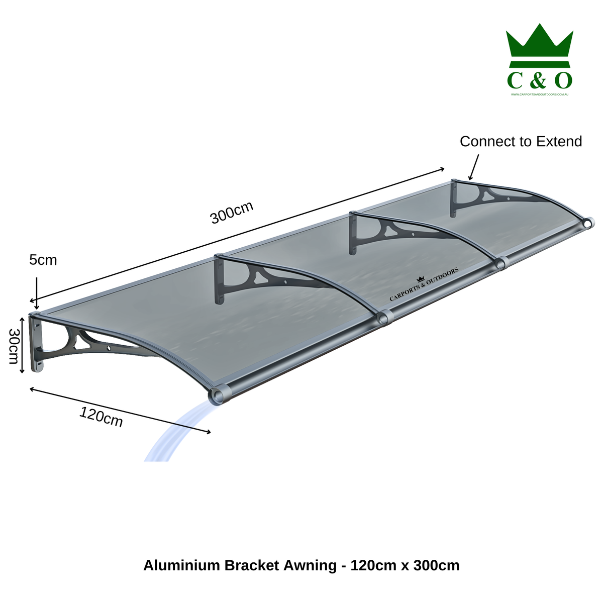 Aluminium Window Awning in Australia 120cm x 300cm Kit