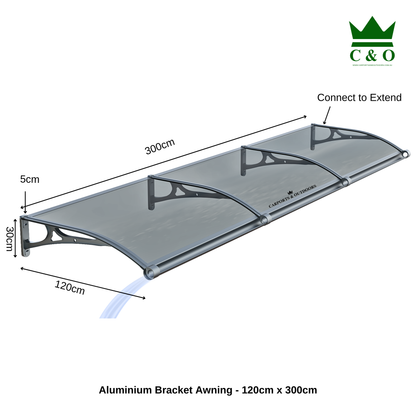 Aluminium Window Awning in Australia 120cm x 300cm Kit