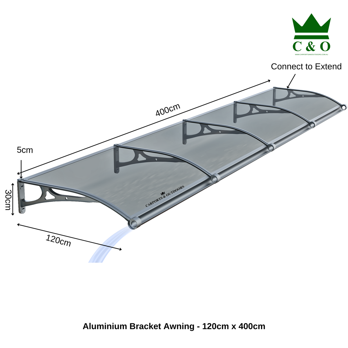 Aluminium Window Awning in Australia 120cm x 400cm Kit