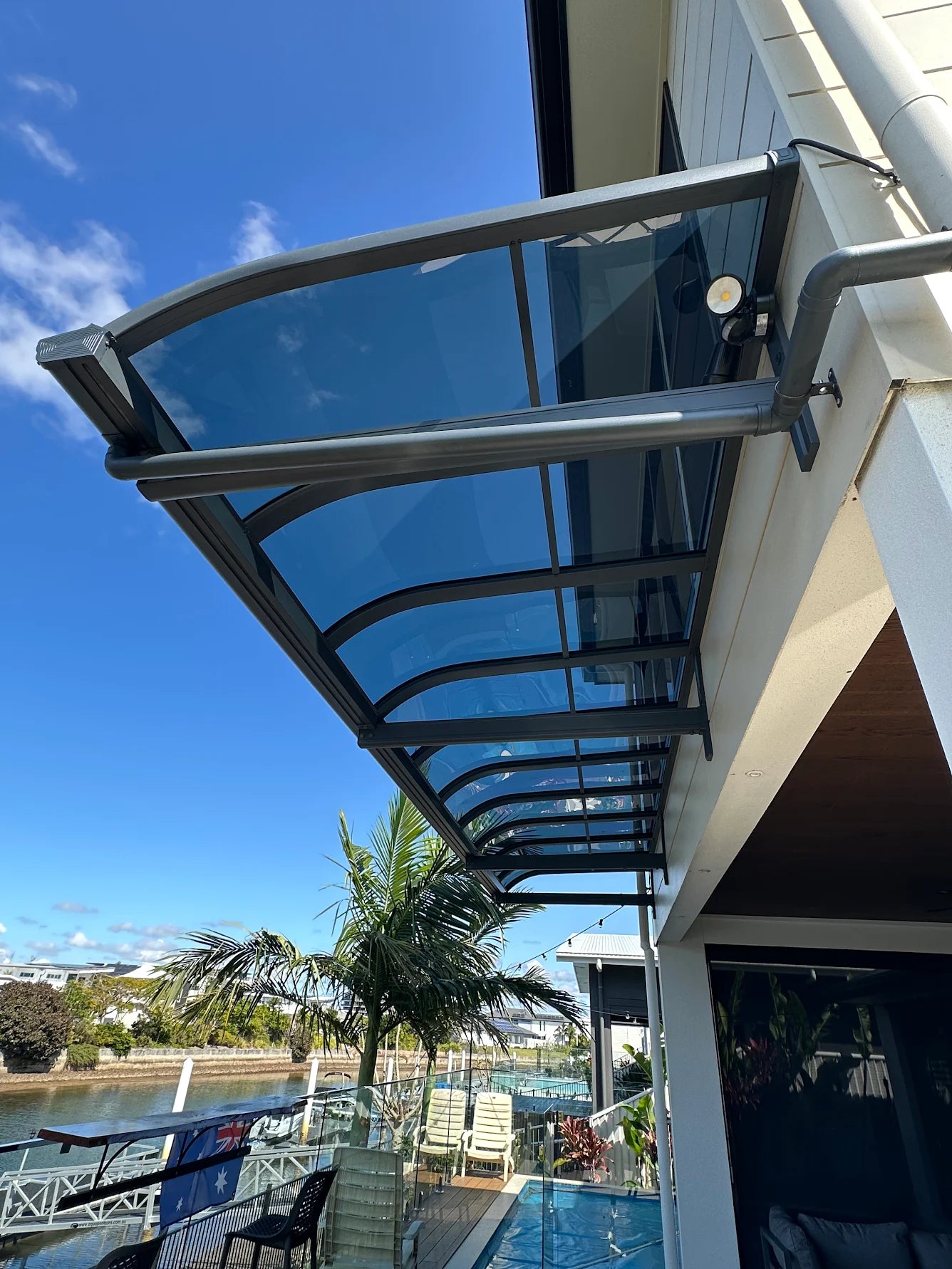 Aluminium Frame Awnings 1.5 x 6.0m Grey  with Light Grey Sheets in Pelican Waters QLD 4551