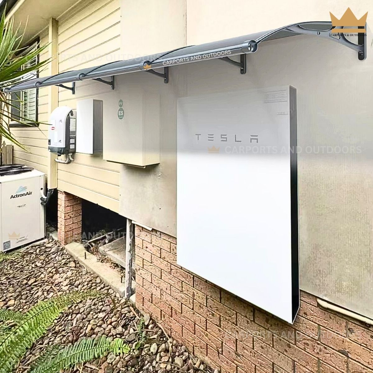 Aluminium Bracket Awning Covering Tesla Battery and solar system