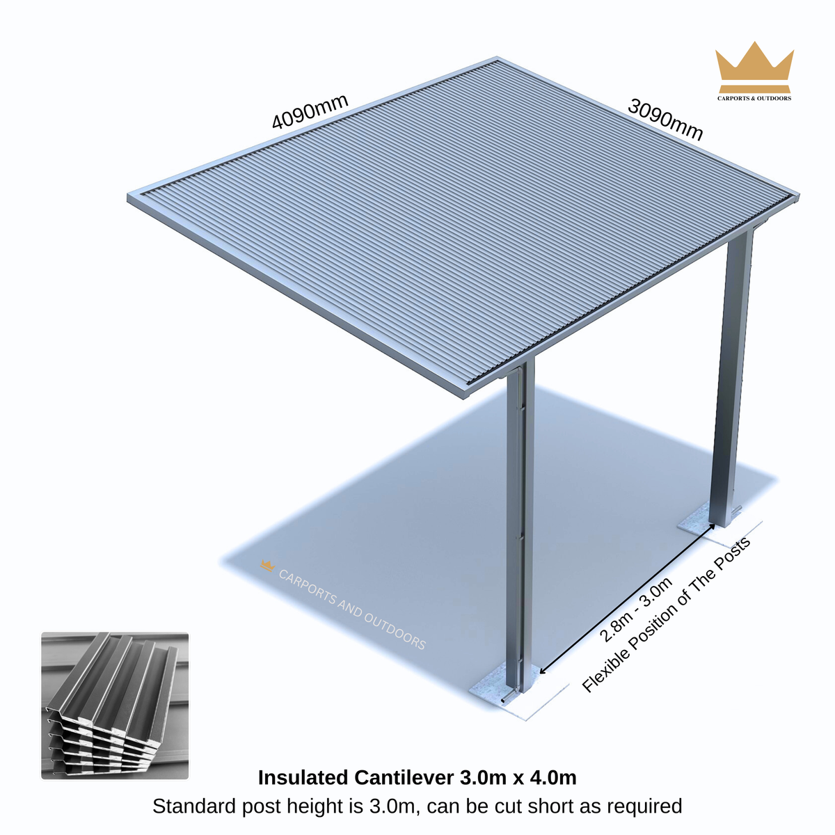 Insulated Carports & Pergolas - WHITE