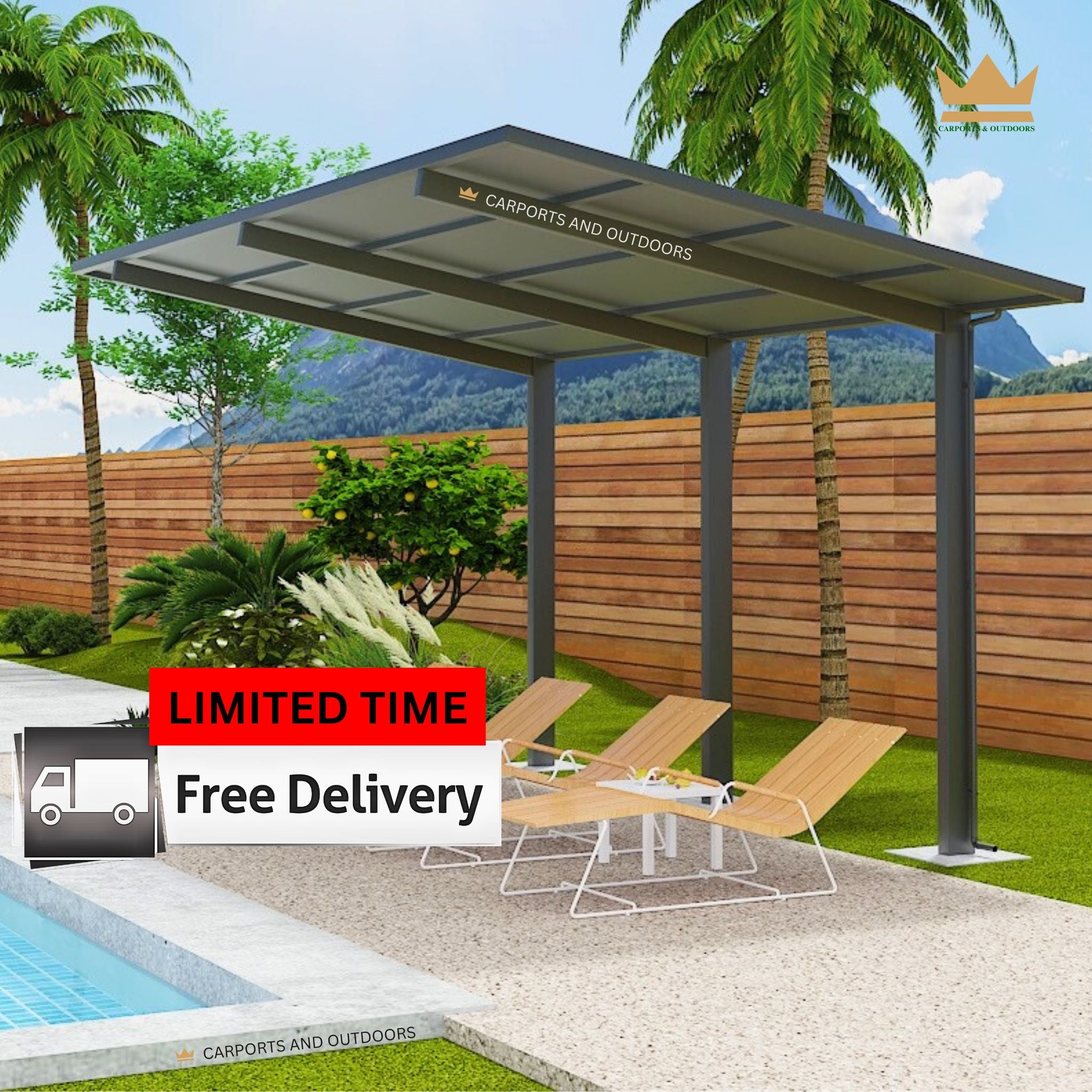 Carports and Outdoors Limited Time Free Delivery offer
