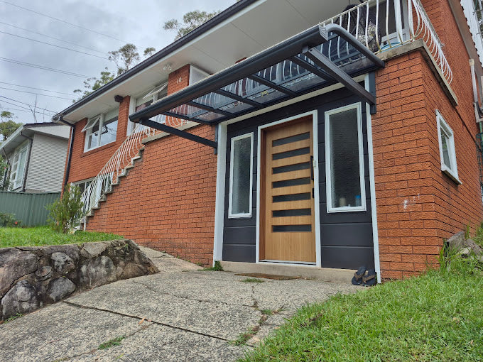 Aluminium Frame Awning Grey 1.5 x 3.0m Installed