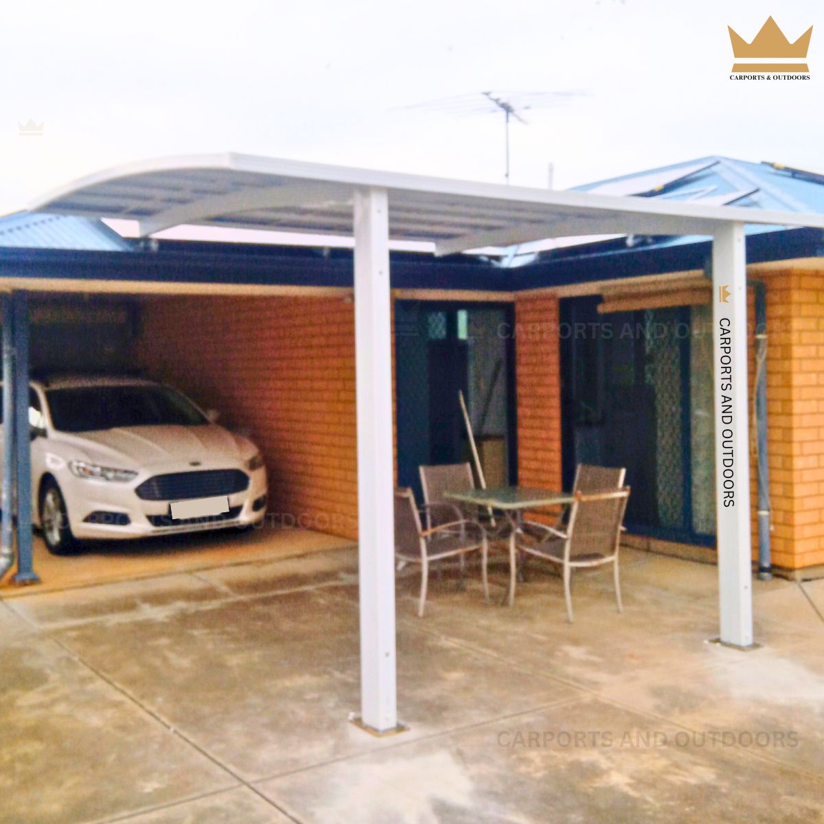 L Shape 3m x 4m White Pergola with Light Grey Transparent in Smithfield SA 5114