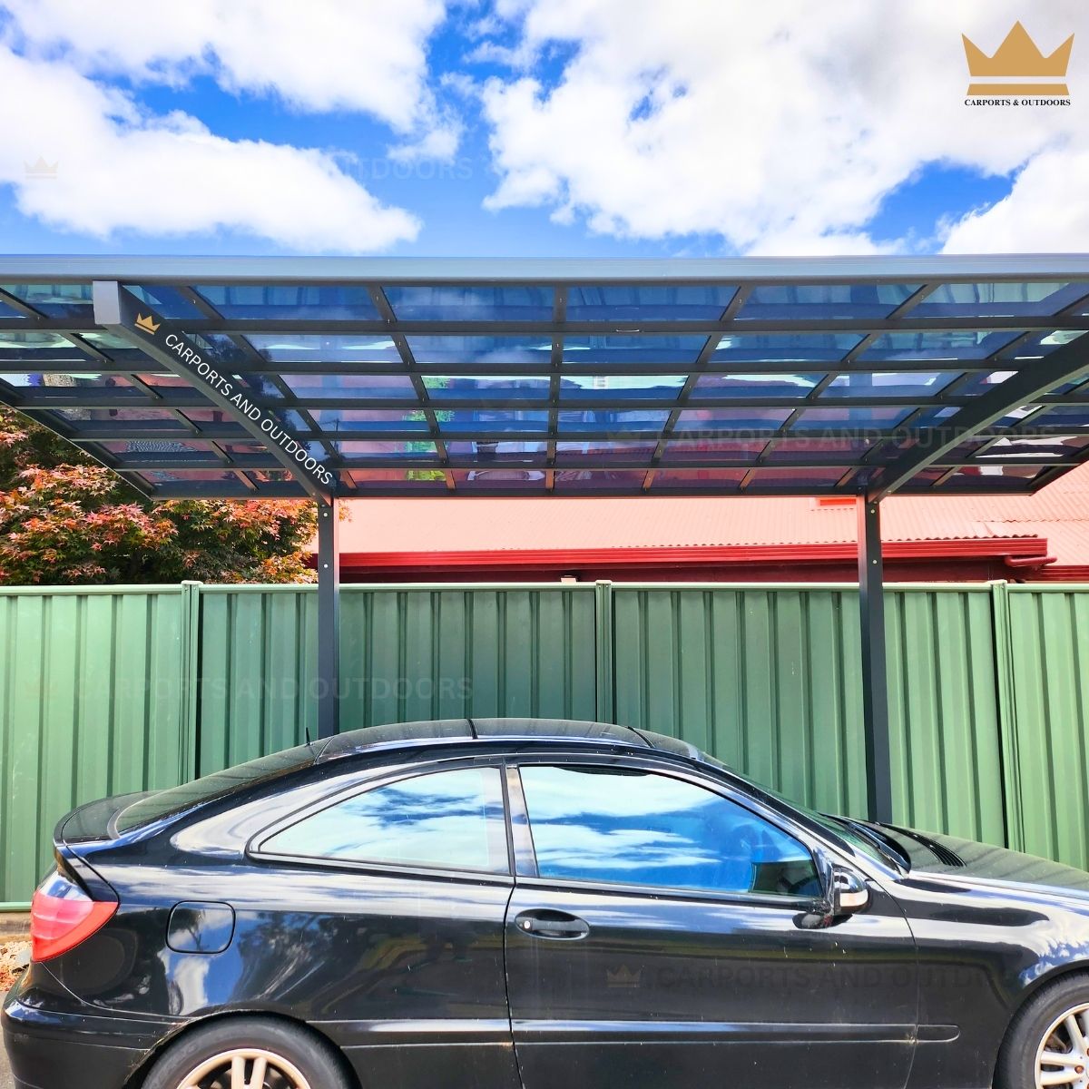 L Shape Cantilever 3m x 5m Carport Grey Frame with Dark Grey Transparent Sheets in Spring Gully VIC 3550