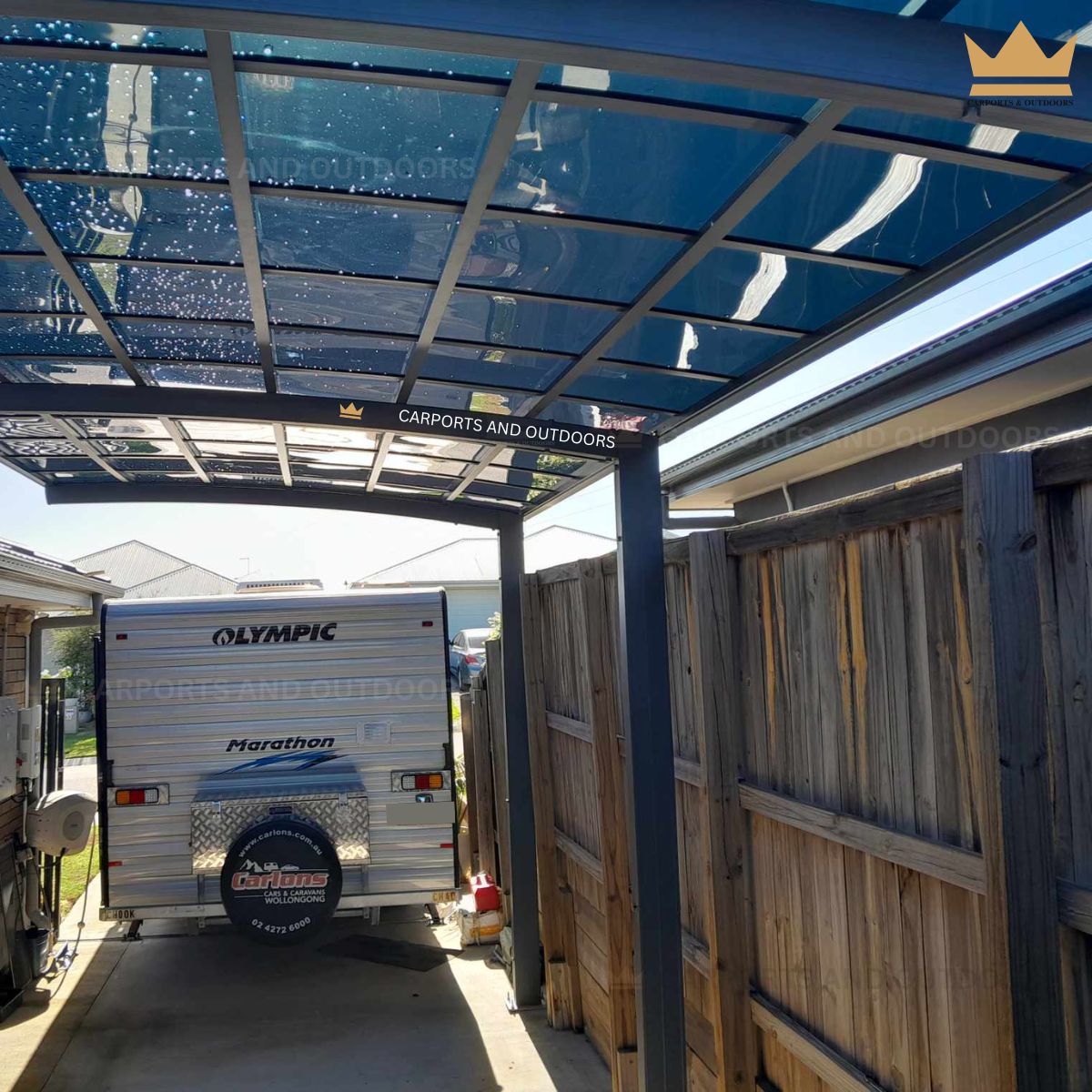L Shape 3m x 6m Cantilever Carport Grey Frame with Dark Grey Transparent in Ripley QLD 4306