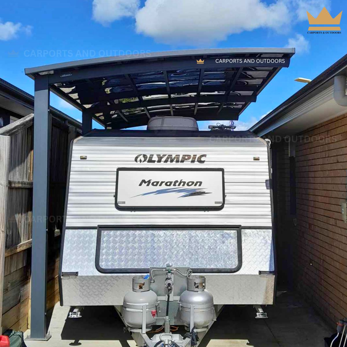 L Shape 3m x 6m Cantilever Carport Grey Frame with Dark Grey Transparent Sheets in Ripley QLD 4306