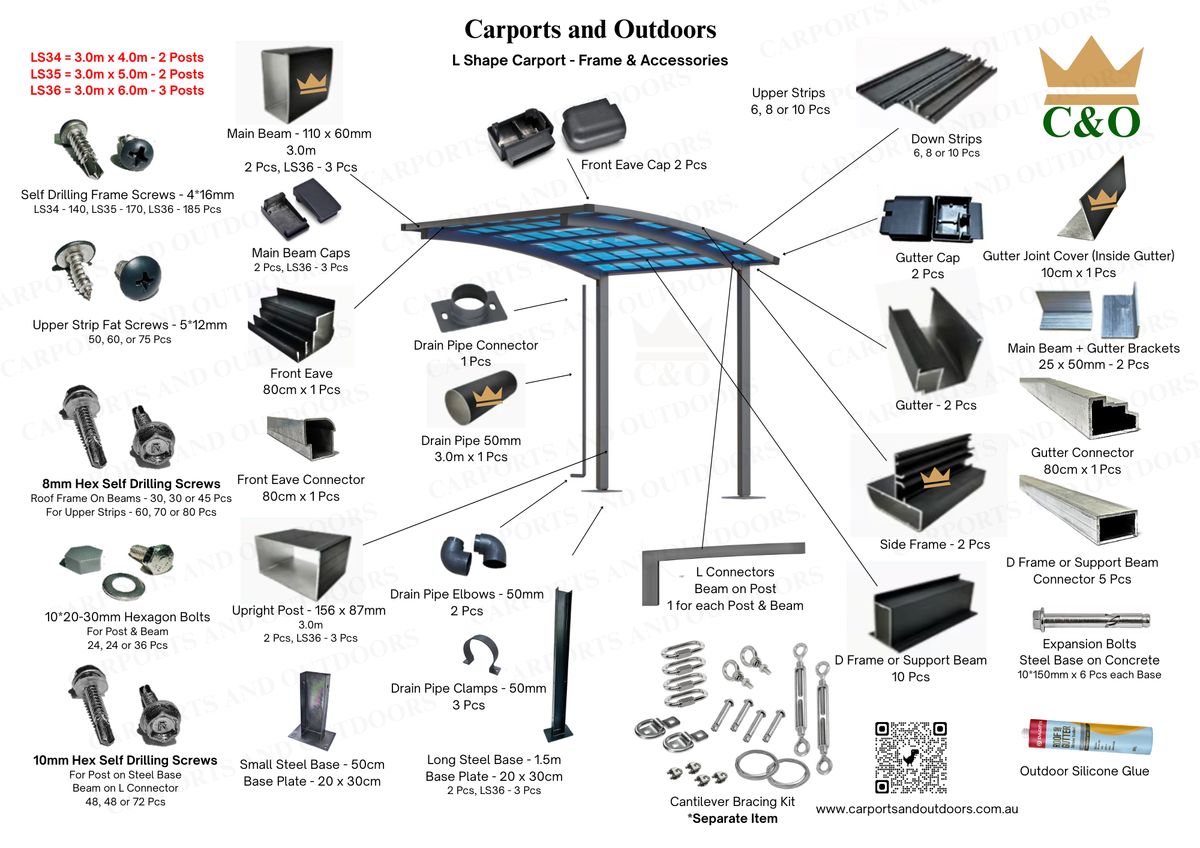Aluminium Cantilever Carport Parts