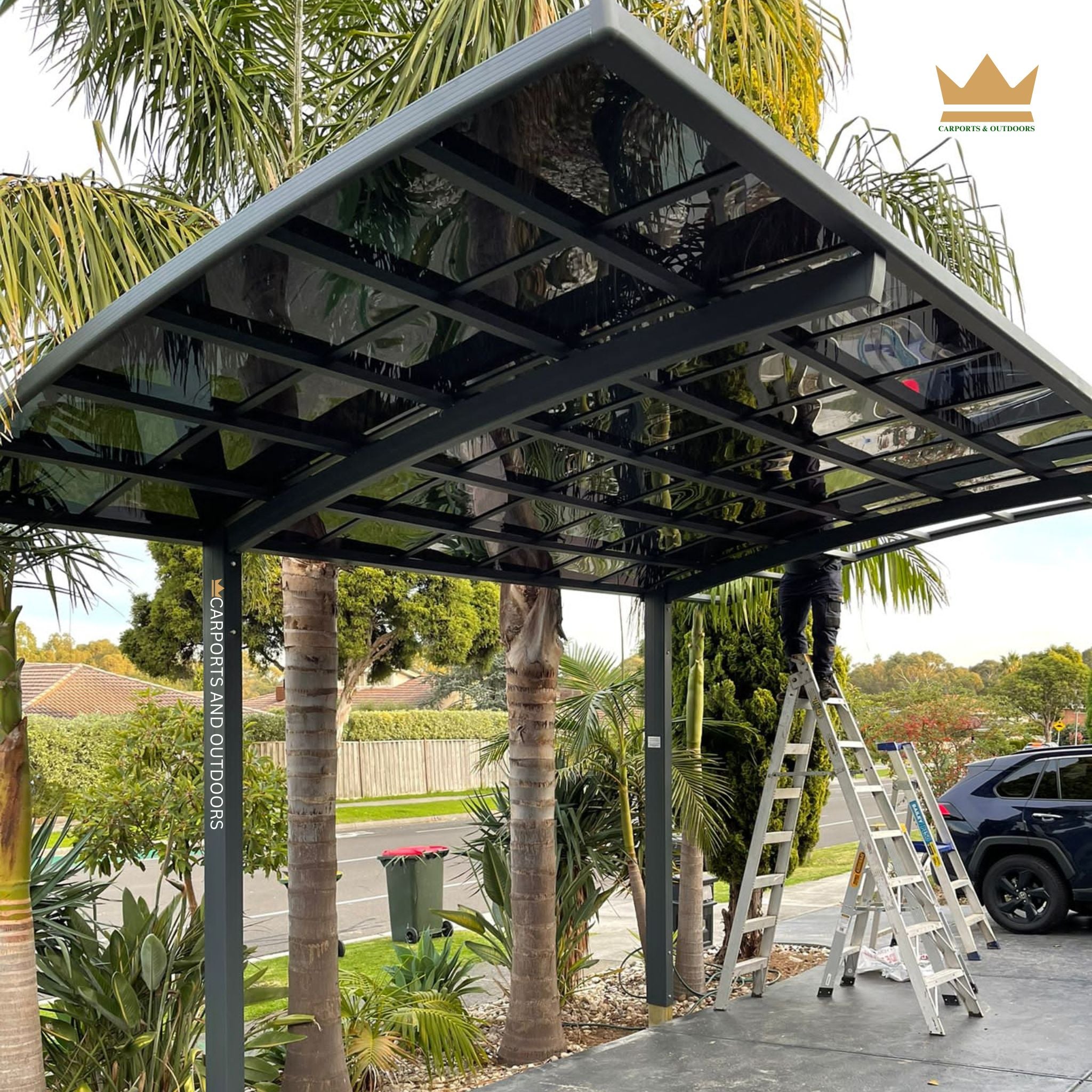 L Shape Cantilever Carport Kit - GREY - Carports and Outdoors Aus