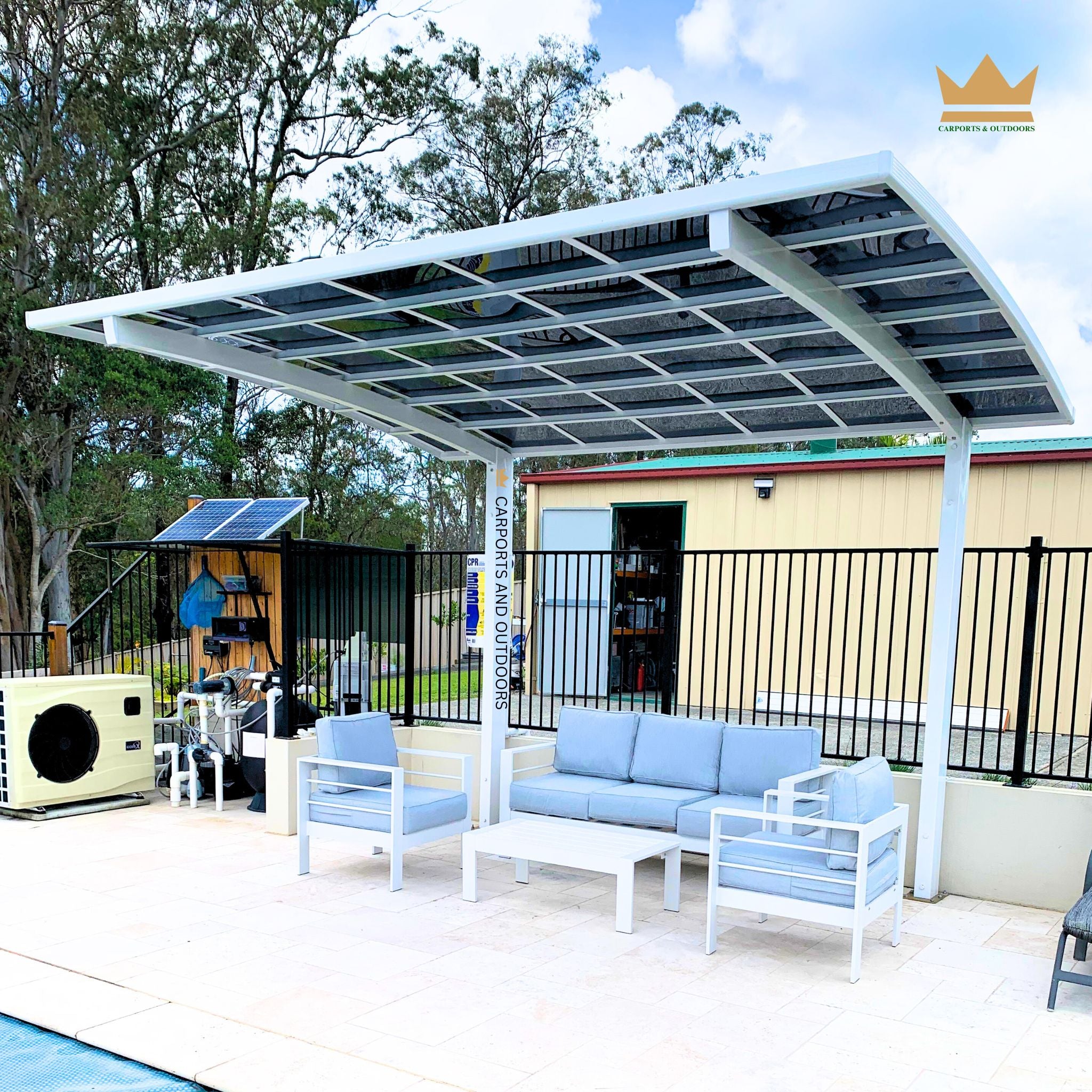 L Shape Cantilever Carport Kit - WHITE - Carports and Outdoors Aus