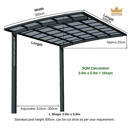 Custom L Shape Carports & Pergolas