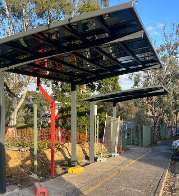 Cantilever Carport installed on a slopy driveway