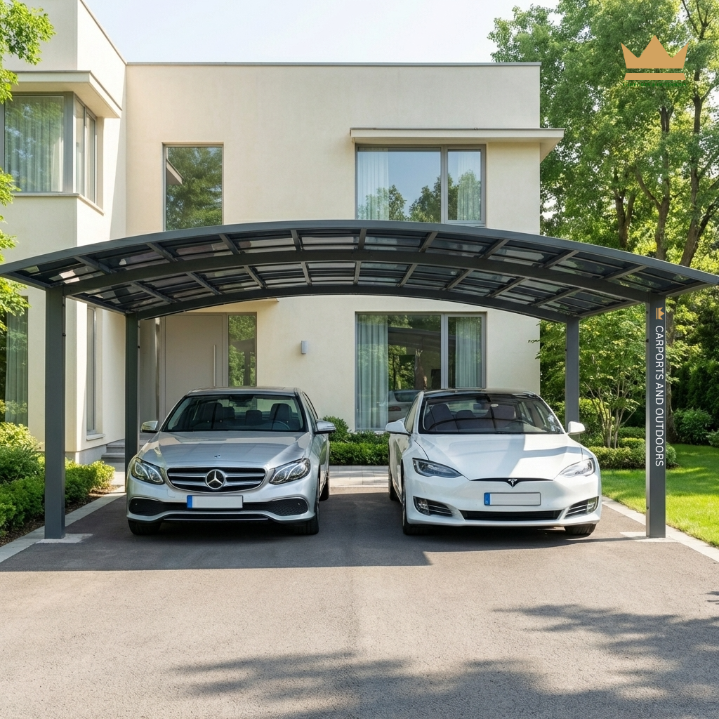 M Shape Double Carport Kit - GREY