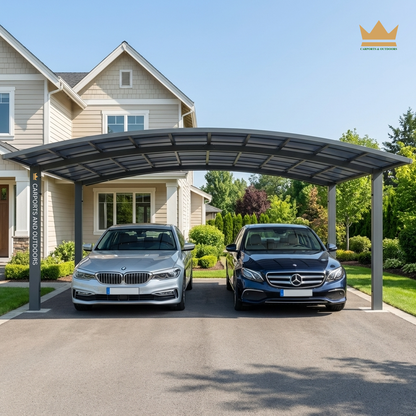 M Shape Double Carport Kit - GREY