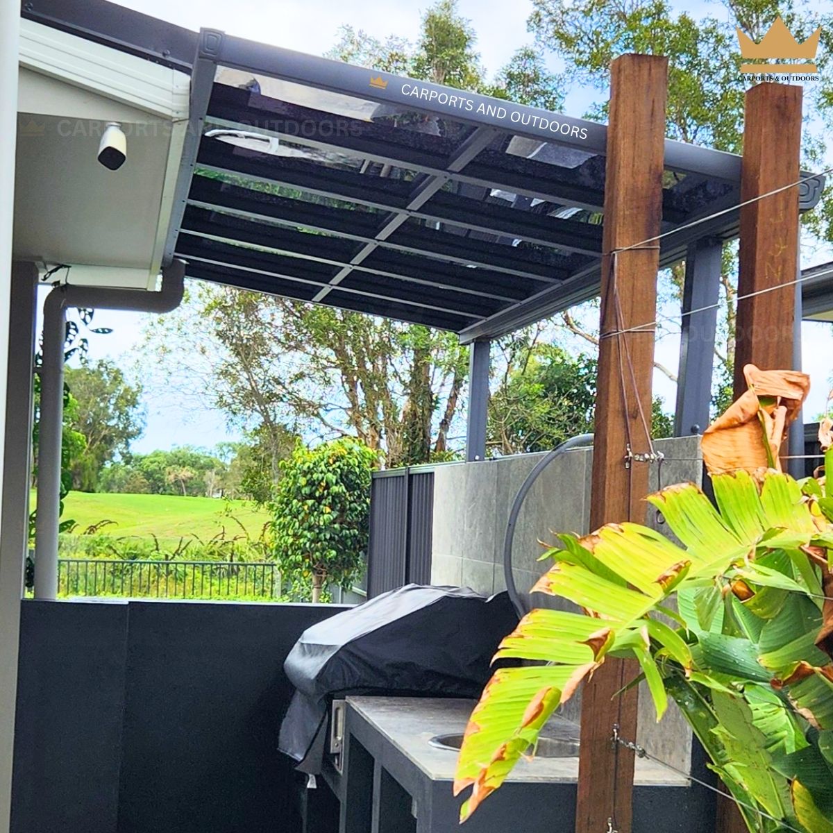 Patio Cover 1.5m x 3m Grey Frame with Dark Grey Transparent Sheets in Banksia Beach QLD 4507
