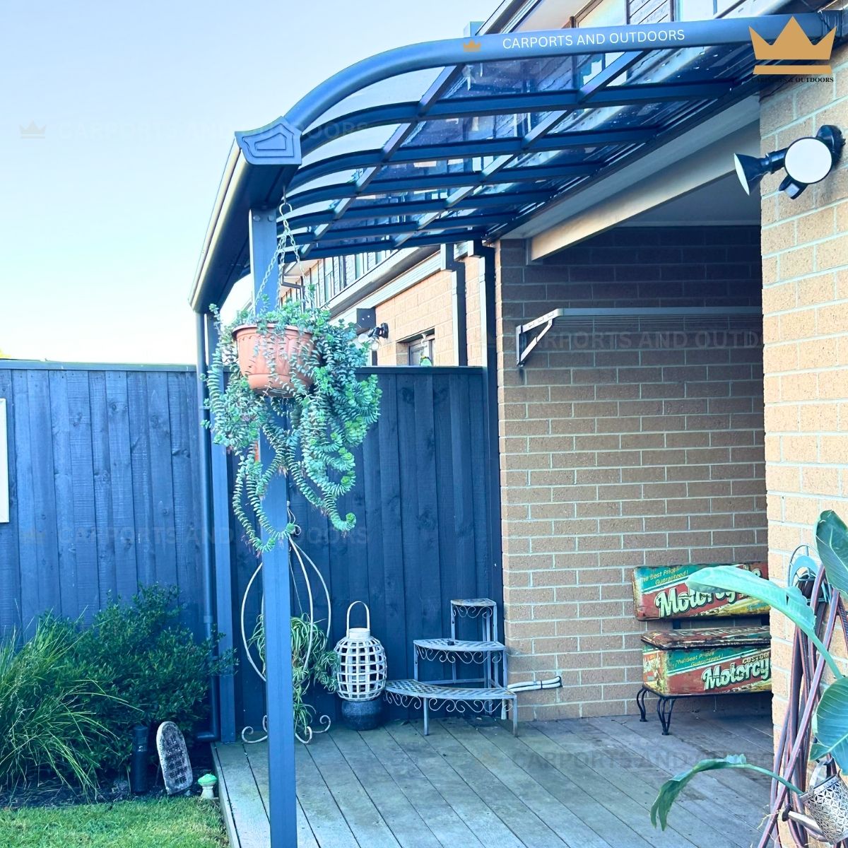 Patio Cover 1.5m x 4m Grey Frame with Dark Grey Transparent Sheets in Grovedale VIC 3216
