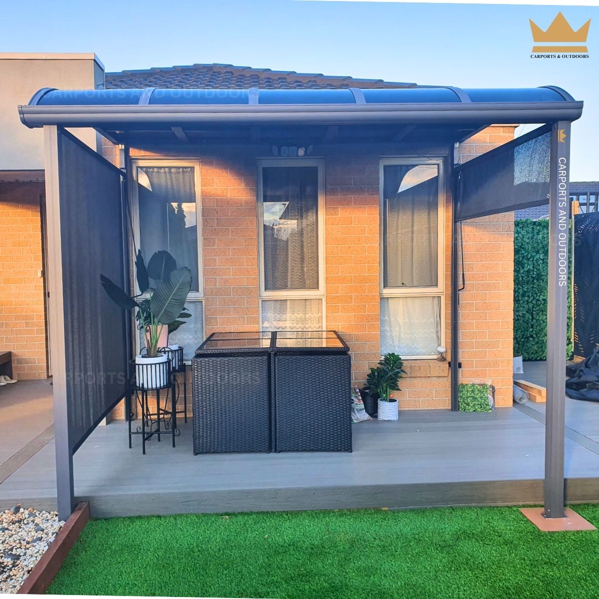 Patio Cover 2m x 3m Grey Frame with Dark Grey Transparent Sheets in Truganina VIC 3029